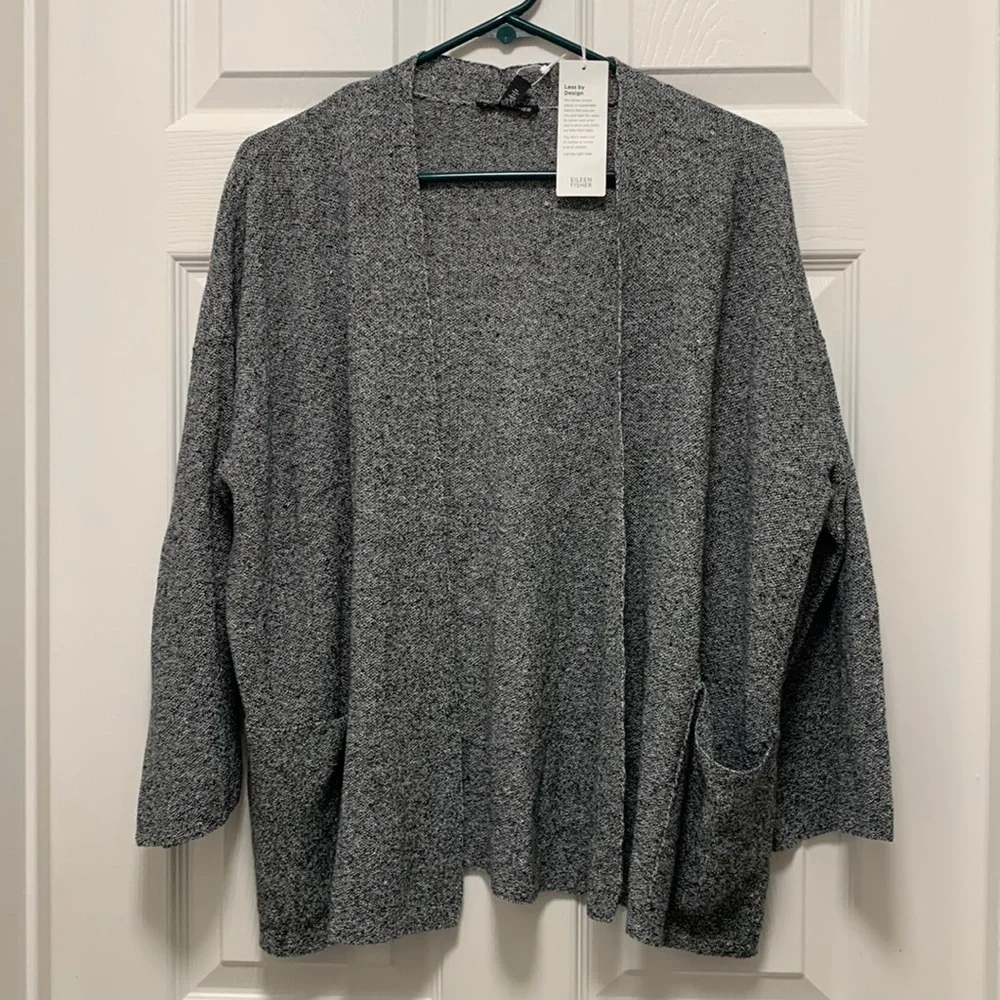 NWT EILEEN FISHER Open Front Organic Linen & Cotton Cardigan - Picture 5 of 8